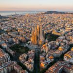 Aerial,view,of,barcelona,eixample,residential,district,and,sagrada,familia