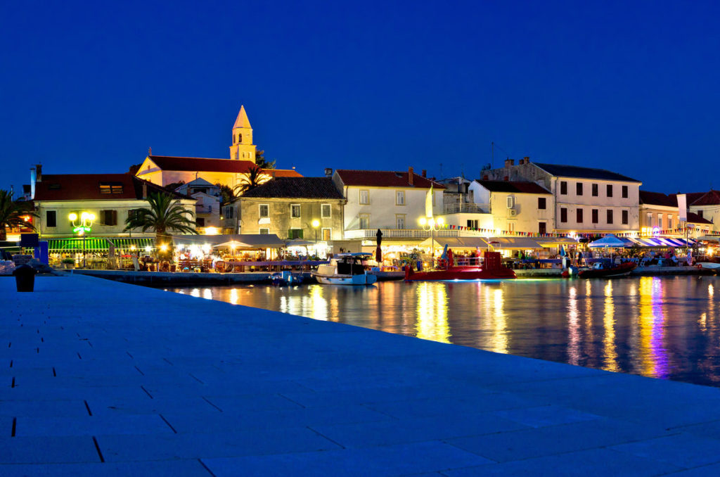 Town Of Biograd Evening View At Blue Hour